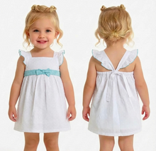 Load image into Gallery viewer, Rapife Girls White &amp; Turquoise Gingham Dress