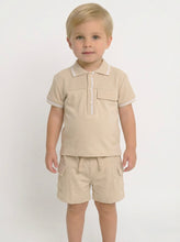 Load image into Gallery viewer, Mintini Boys Beige Polo Short Set