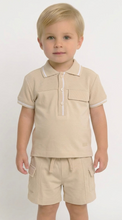 Load image into Gallery viewer, Mintini Boys Beige Polo Short Set