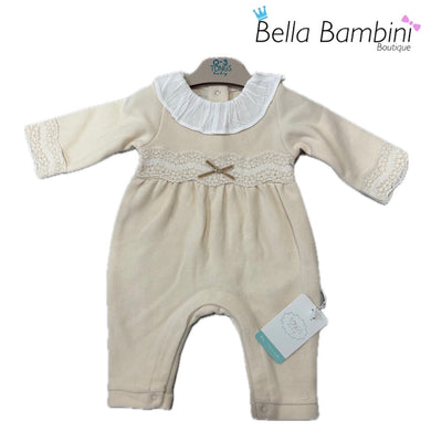 Tongs Baby Girls Cream Lace Bow All In One