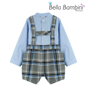 Baby Ferr Grey & Blue Check H-Bar Set