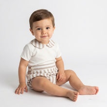 Load image into Gallery viewer, Ceyber Baby Boys Tan Stripe Jam Set 3M-36M