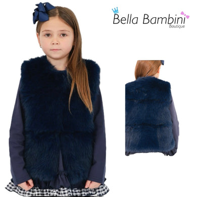 Harris Kids Alora Navy Fur Gilet