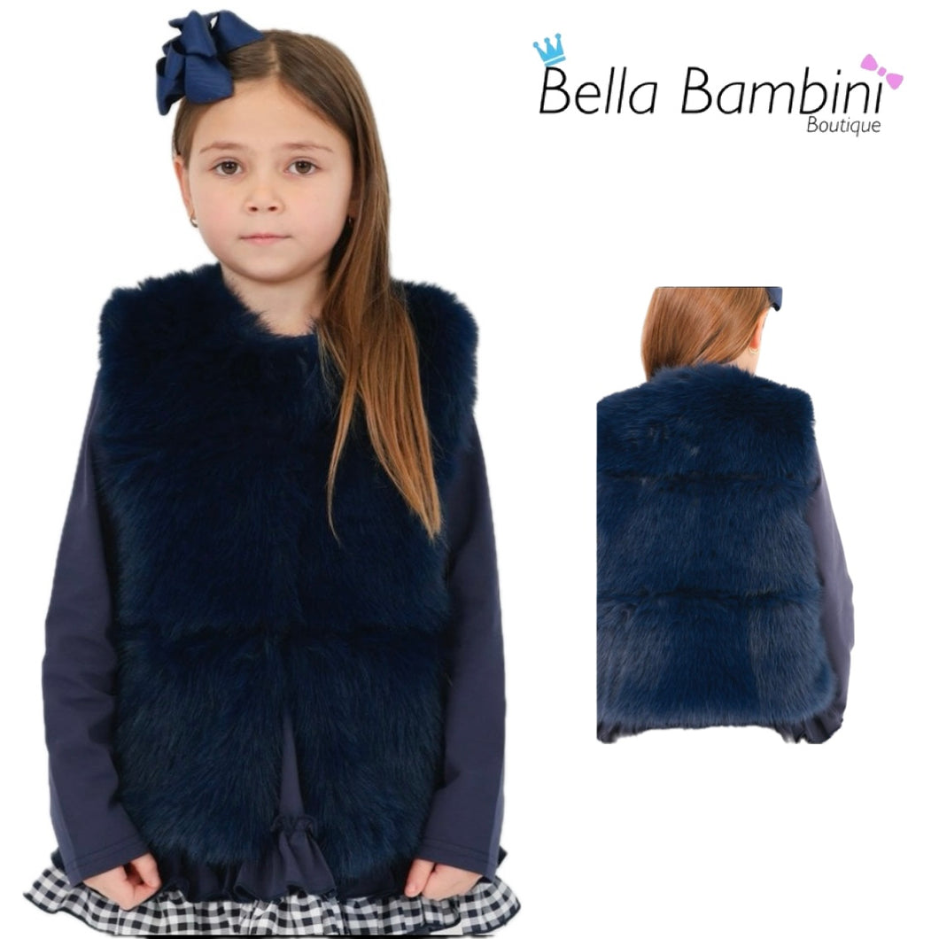 Harris Kids Alora Navy Fur Gilet