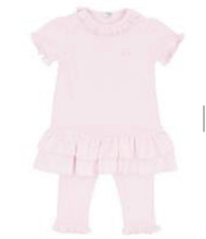 Load image into Gallery viewer, Blues Baby Pink Frill Dress and Legging Set