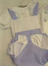 Load image into Gallery viewer, Ceyber Baby Girls Blue Check Romper Set