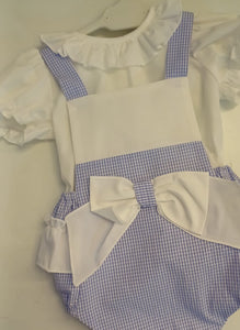 Ceyber Baby Girls Blue Check Romper Set