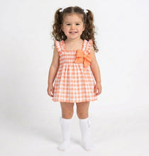 Load image into Gallery viewer, Calamaro Girls Peach Check Dress