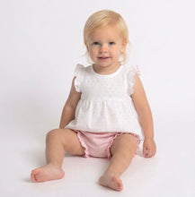 Load image into Gallery viewer, Calamaro Baby Girls Pink &amp; White Bow Jam Set