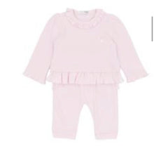 Load image into Gallery viewer, Blues Baby Pink Frill Tunic and Legging Set
