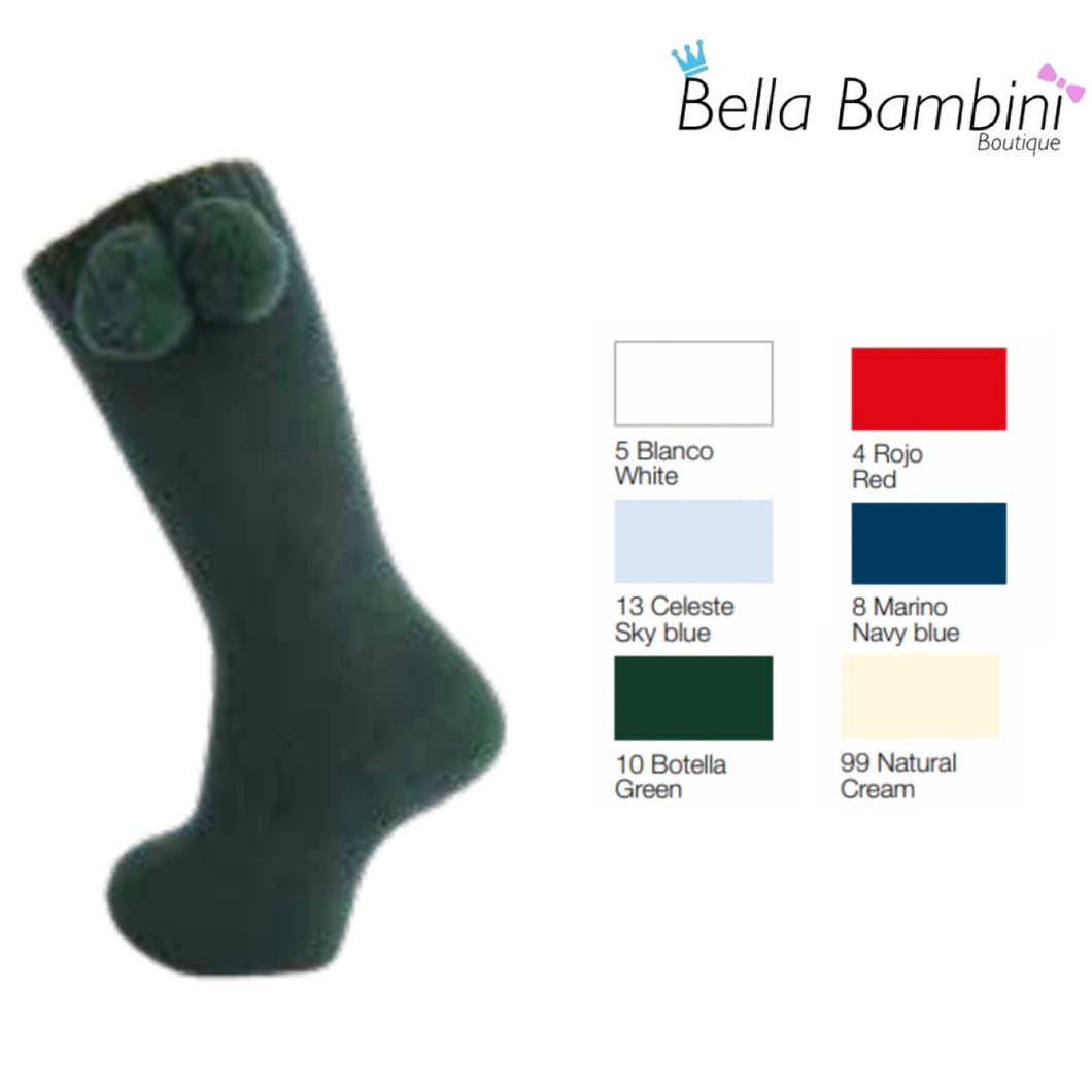 Carlomagno Pom Pom Knee High Socks