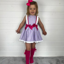 Load image into Gallery viewer, Ceyber Girls Lilac Cherry Double Bow Dress