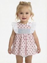 Load image into Gallery viewer, Ceyber Baby Girls Pink Polka Frill Shoulder Dress