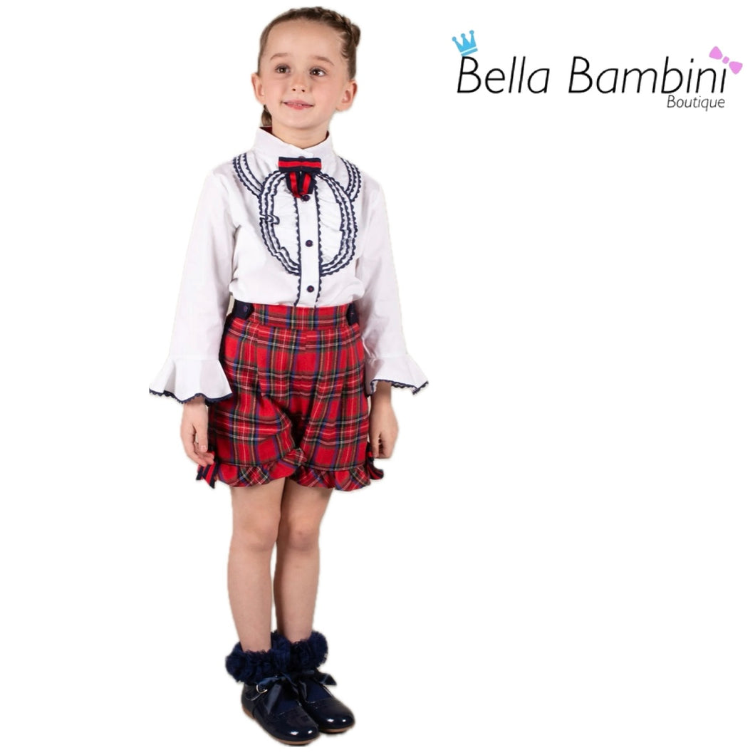 Beau Kids Girls Red Tartan Short Set