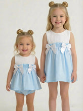 Load image into Gallery viewer, Ceyber Girls Blue Double Bow Dress