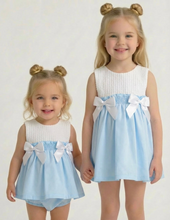 Load image into Gallery viewer, Ceyber Girls Blue Double Bow Dress