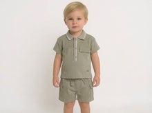 Load image into Gallery viewer, Mintini Boys Sage Polo Short Set