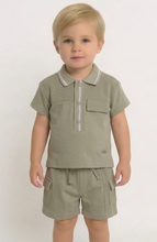 Load image into Gallery viewer, Mintini Boys Sage Polo Short Set
