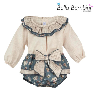 Calamaro Baby Girls Green Floral Jam Set