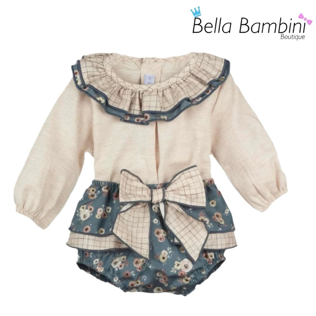 Calamaro Baby Girls Green Floral Jam Set