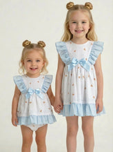 Load image into Gallery viewer, Ceyber Girls Blue Bow Teddy Bear Dress