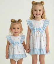 Load image into Gallery viewer, Ceyber Girls Blue Bow Teddy Bear Dress