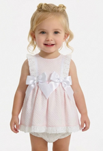 Load image into Gallery viewer, Ceyber Baby Girls Pink Waffle Double Bow Dress