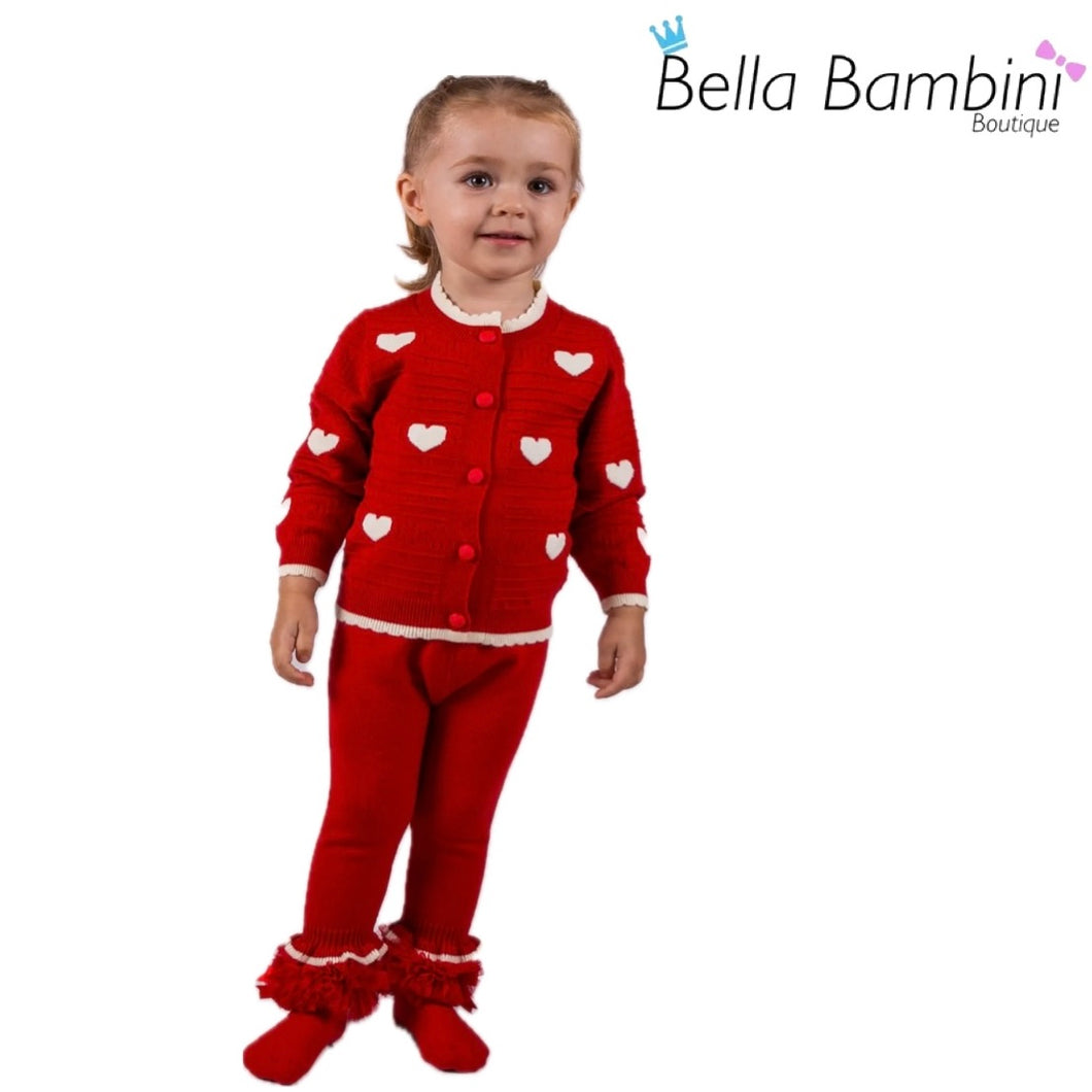 Beau Kids Red Love Heart Knit Set