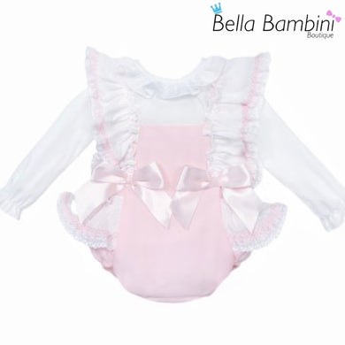 Wee Me Baby Girls Pink Romper Set