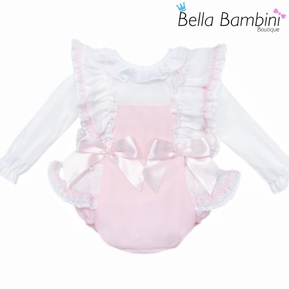 Wee Me Baby Girls Pink Romper Set