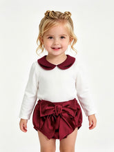 Load image into Gallery viewer, PRE ORDER Calamaro Baby Girls Maroon Velvet Jam Set