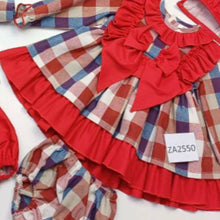 Load image into Gallery viewer, Ceyber Baby Girls Red and Blue Check Dress