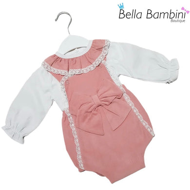 Baby Girls Dusky Big Bow Romper Set