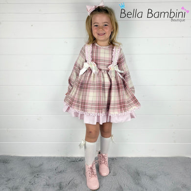 Ceyber Girls Double Bow Cream and Pink Dress