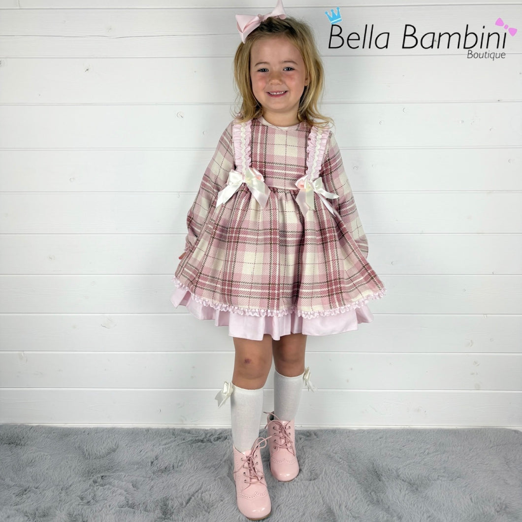 Ceyber Girls Double Bow Cream and Pink Dress