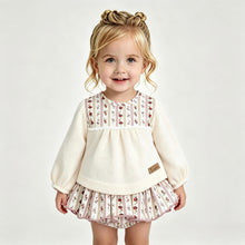 Load image into Gallery viewer, PRE ORDER Calamaro Baby Girls Sand Floral Skirted Jam Set 11393