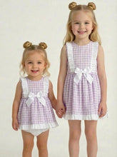 Load image into Gallery viewer, Ceyber Girls Lilac Gingham Bow Dress