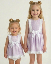 Load image into Gallery viewer, Ceyber Girls Lilac Gingham Bow Dress