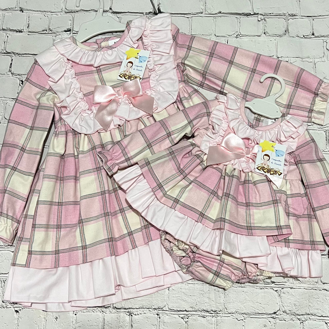 Pink and Cream Girls Check Collection Girls Dress