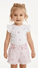 Load image into Gallery viewer, Mintini Girls Pink Crinkle Floral Short Set