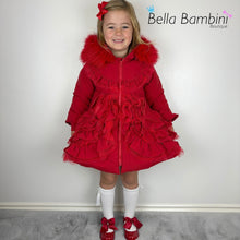 Load image into Gallery viewer, Wee Me Red Ruffle Coat
