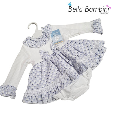 Ceyber Baby Girls White & Blue Floral Dress