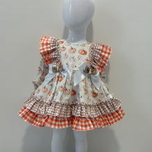 Load image into Gallery viewer, Ceyber Tan and Orange Pumpkin Print Dress
