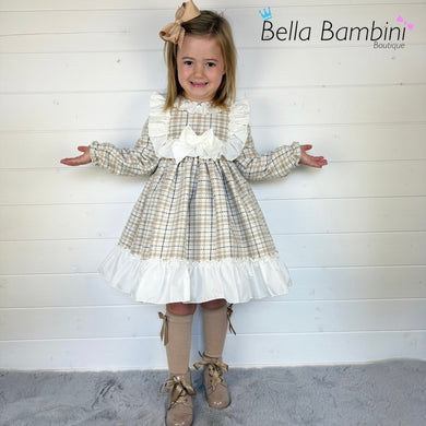 Ceyber Girls Tan Check Dress