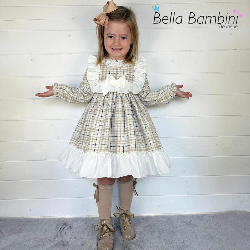Ceyber Girls Tan Check Dress