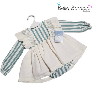 Ceyber Baby Girls Green Stripe Frill Dress