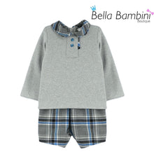 Load image into Gallery viewer, Baby Ferr Grey Jumper Check Short Set