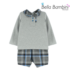 Baby Ferr Grey Jumper Check Short Set