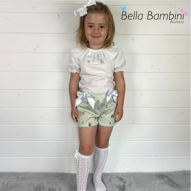 Ceyber Girls Mint Animal Print Short Set