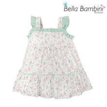 Load image into Gallery viewer, Babidu Girls Floral Mint Gingham Dress